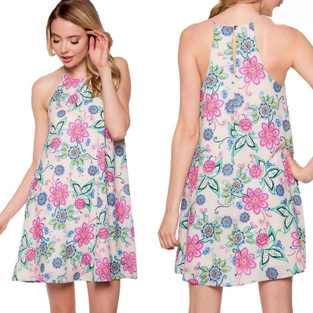 Everly Halter Mini Shift Dress H2
